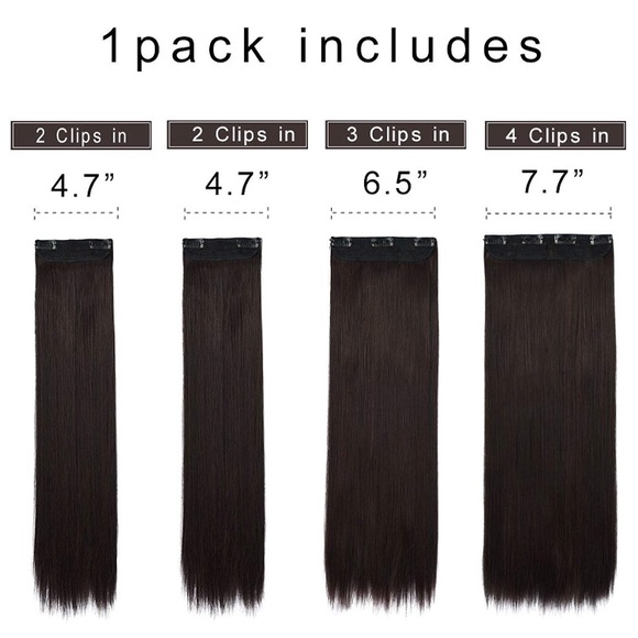 24” STRAIGHT DARK BROWN 280 GRAMS  4 PEICE CLIPINS main image 4